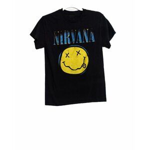 Nirvana Mens Black T-Shirt Short Sleeve Pure Cotton Crew Neck Graphic Print S